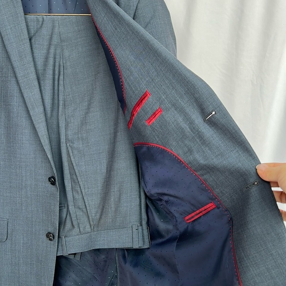 ALFANI Men’s Slim Fit Slate Blue Two-Piece Suit (42R, 38/30) - Picture 4 of 14